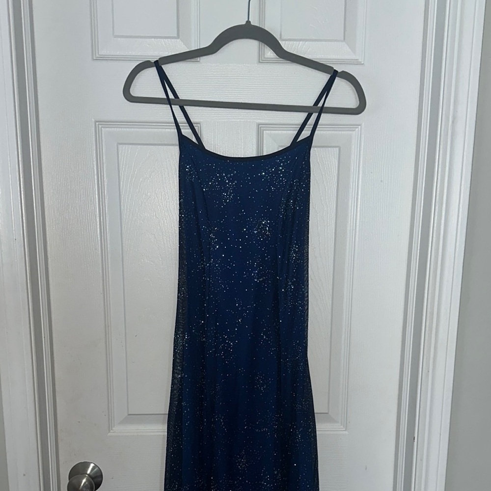 Sparkling Blue Spaghetti Strap Dress